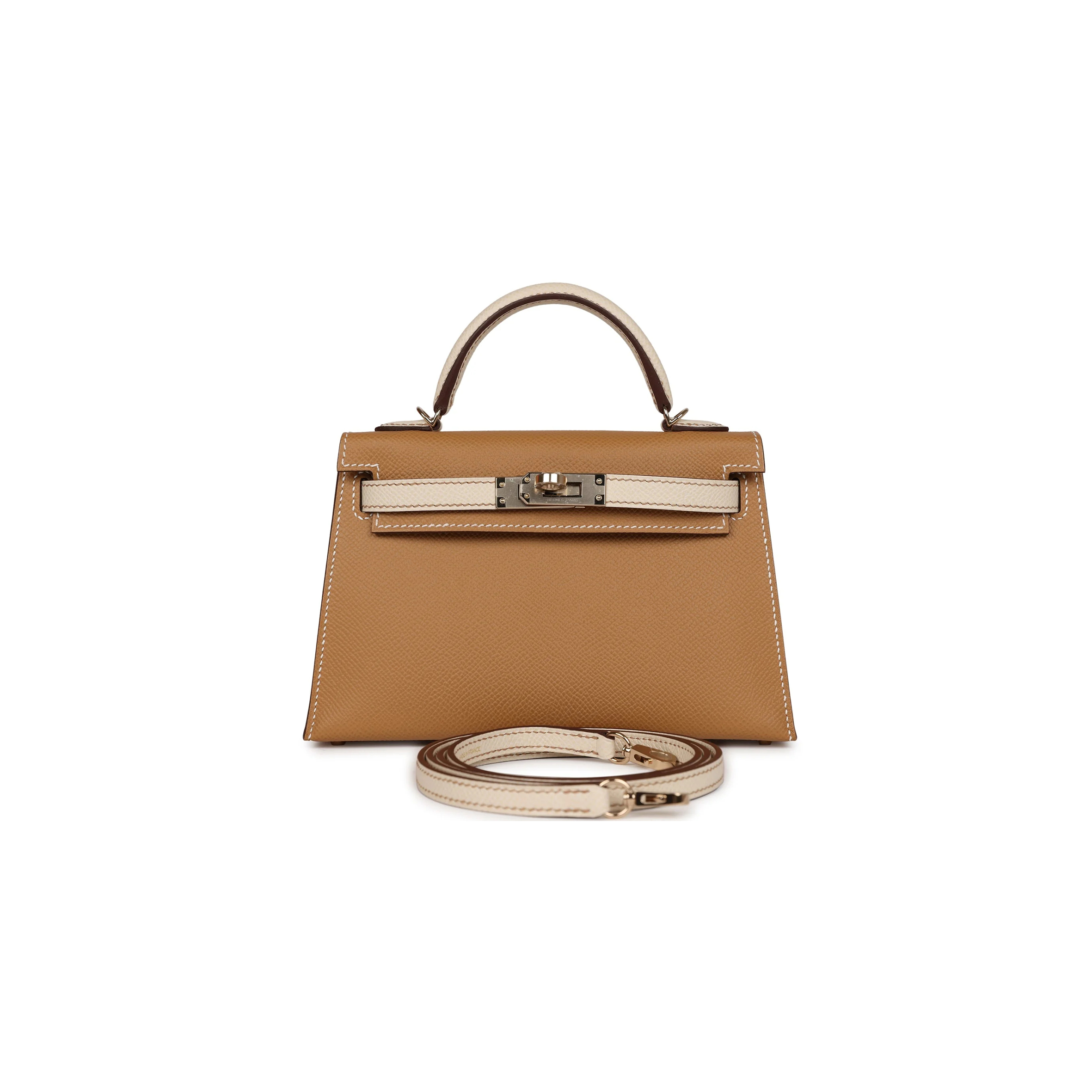 HERMÈS MASTER MINI KELLY II EPSOM BISCUIT AND CRAIE EPSOM PERMABRASS (19*12*5.5cm) 